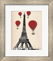 Framed Eiffel Tower and Red Hot Air Balloons