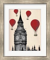 Framed Big Ben and Red Hot Air Balloons