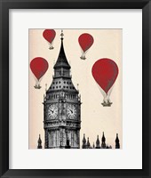 Big Ben and Red Hot Air Balloons Framed Print
