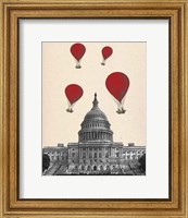 Framed US Capitol Building and Red Hot Air Balloons