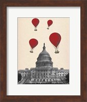 Framed US Capitol Building and Red Hot Air Balloons