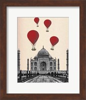 Framed Taj Mahal and Red Hot Air Balloons