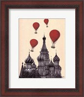 Framed St Basil's Cathedral and Red Hot Air Balloons