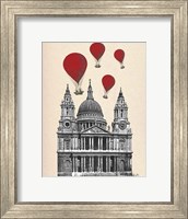 Framed St Pauls Cathedral and Red Hot Air Balloons
