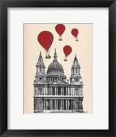 St Pauls Cathedral and Red Hot Air Balloons Framed Print