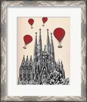 Framed Sagrada Familia and Red Hot Air Balloons
