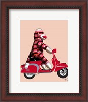 Framed Sock Monkey on Red Moped