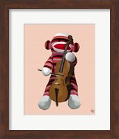 Framed Sock Monkey and Cello