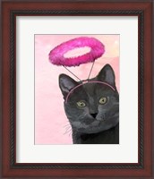 Framed Black Cat With Pink Angel Halo
