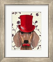 Framed Dachshund With Red Top Hat