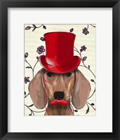 Dachshund With Red Top Hat Framed Print