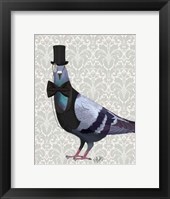 Framed Pigeon in Waistcoat and Top Hat