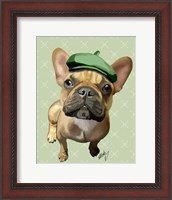 Framed Brown French Bulldog with Green Hat