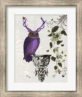 Framed Purple Owl With Antlers