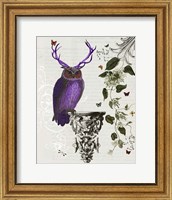 Framed Purple Owl With Antlers