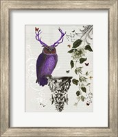 Framed Purple Owl With Antlers