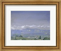 Framed Mountain Landscape with a Village in the Foreground