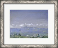 Framed Mountain Landscape with a Village in the Foreground