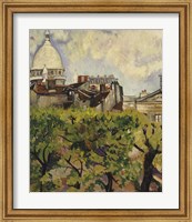 Framed Sacre-Coeur Seen from the Garden of Rue Cortot, 1916