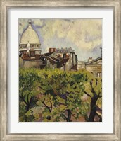 Framed Sacre-Coeur Seen from the Garden of Rue Cortot, 1916