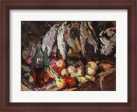 Framed Still Life with Fish, Wine, and Fruit