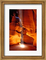 Framed Sun Shining Beam of Light onto Canyon Floor, Upper Antelope Canyon