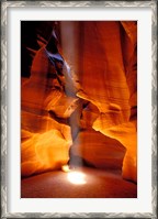 Framed Sun Shining Beam of Light onto Canyon Floor, Upper Antelope Canyon