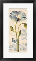 Watercolor Poppies Blue Panel I Framed Print