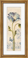 Framed Watercolor Poppies Blue Panel I