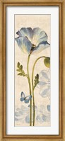 Framed Watercolor Poppies Blue Panel I