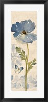 Framed Watercolor Poppies Blue Panel II