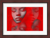 Framed Red Beauty Mirrored