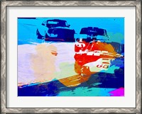 Framed Mustang On The Race Track Watercolor