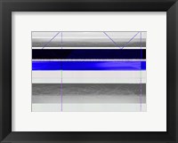 Framed Abstract Blue and White Paralells
