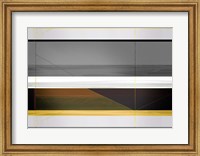 Framed Abstract Grey and Yellow Stripes