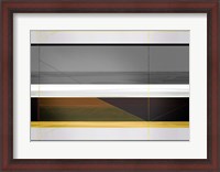 Framed Abstract Grey and Yellow Stripes