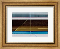 Framed Abstract Blue and Brown Lines