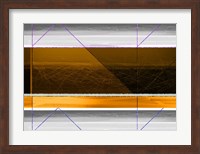 Framed Abstract Yellow and White Lines