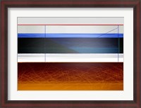 Framed Abstract Blue and Bright Brown