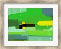 Framed Green and Brown Abstract 6