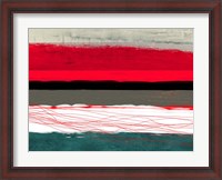 Framed Abstract Stripe Theme Red Grey and White