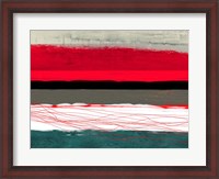 Framed Abstract Stripe Theme Red Grey and White