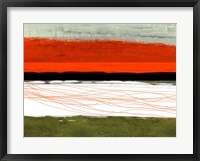 Abstract Stripe Theme Orange and Black Framed Print