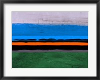 Abstract Stripe Theme Orange and Blue Framed Print