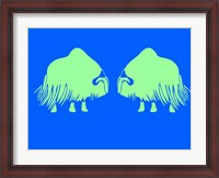 Framed Two Green Oxes