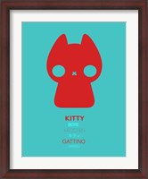 Framed Red and Blue Kitty Multilingual
