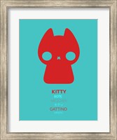 Framed Red and Blue Kitty Multilingual