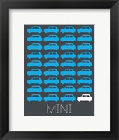 Framed Blue Mini Cooper