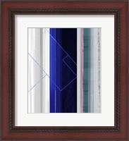 Framed Abstract White and Dark Blue