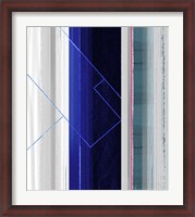 Framed Abstract White and Dark Blue